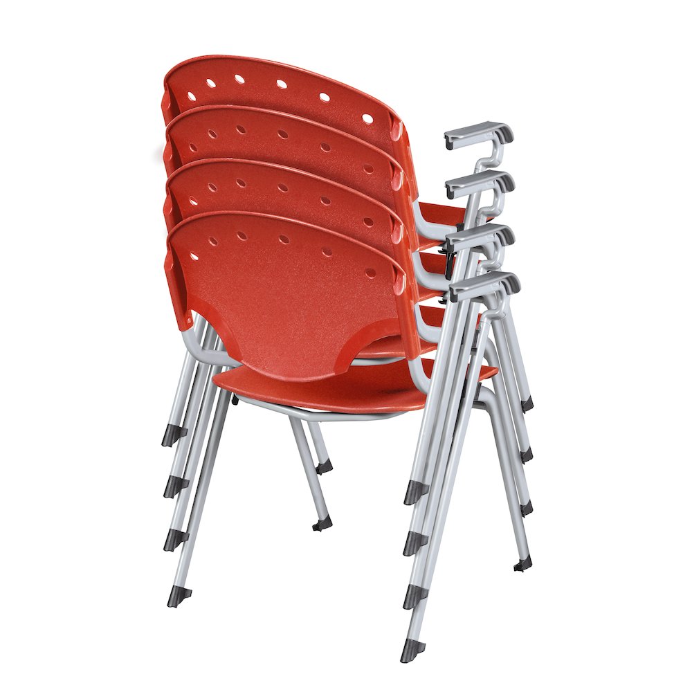 Rico Classroom Training Stack Chair with Arms - Red - 4 Pack