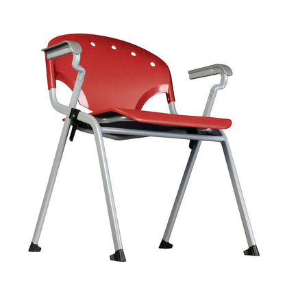Rico Classroom Training Stack Chair with Arms - Red - 4 Pack