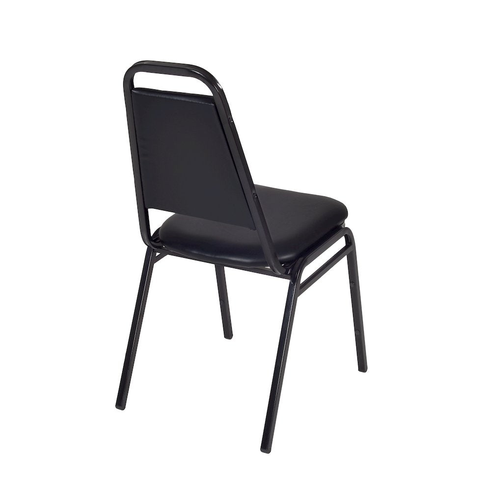 42 in Square Breakroom Table- Cherry Top, Black Legs, 4 Restaurant Stack Chairs
