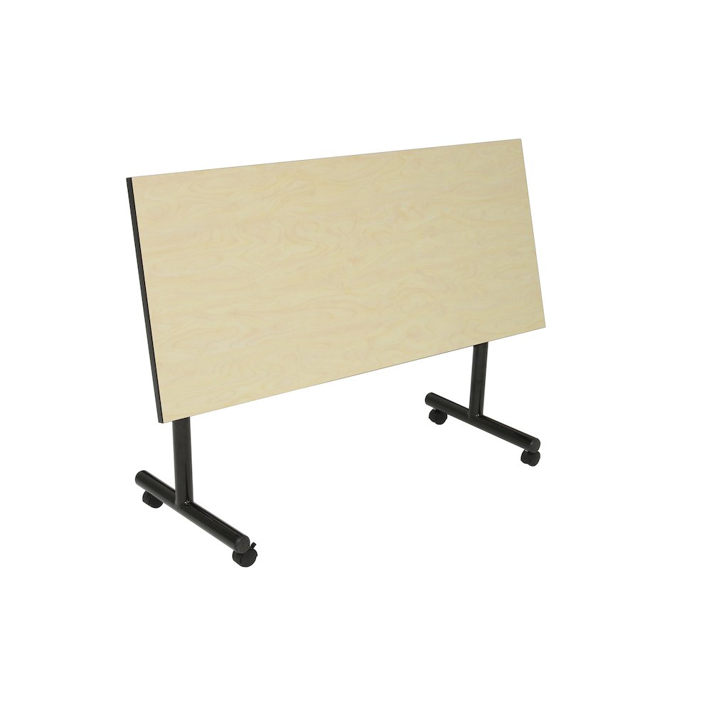 48 x 24 in. Flip-Top Privacy Nesting Table- Maple, 2 M Stack Chairs- Grey
