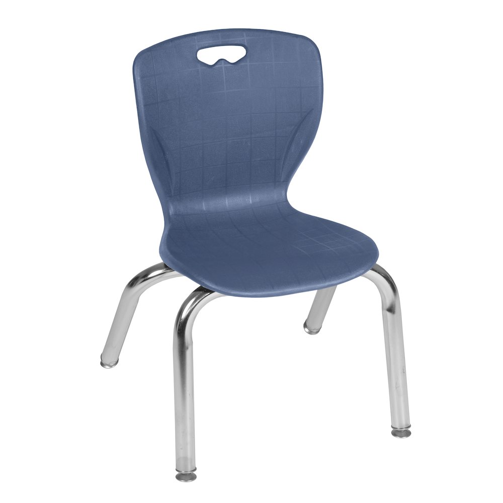 60 x 30 in. Adjustable Classroom Table- Grey & 2 Andy 12 in. Stack Chairs- Blue