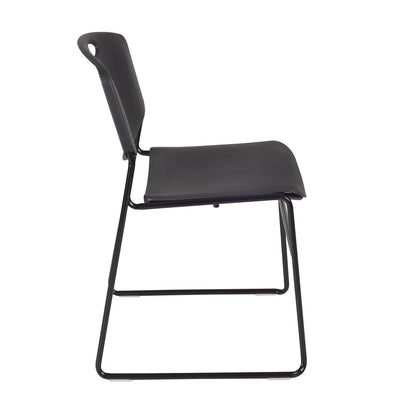 Kee 36" Round Breakroom Table- Grey/ Chrome & 4 Zeng Stack Chairs- Black