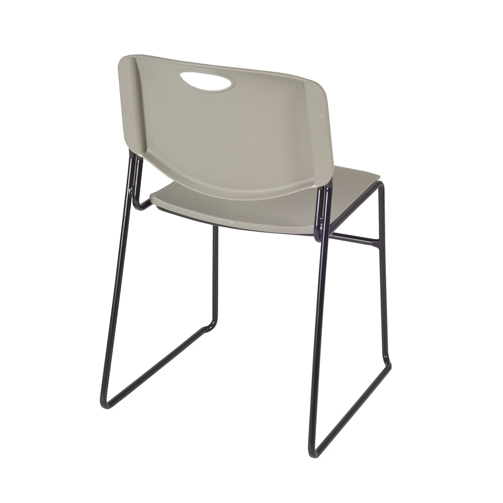 Kee 48" Square Breakroom Table- Grey/ Chrome & 4 Zeng Stack Chairs- Grey