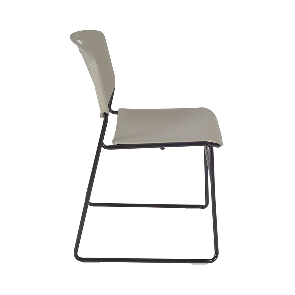 Kee 48" Square Breakroom Table- Grey/ Chrome & 4 Zeng Stack Chairs- Grey