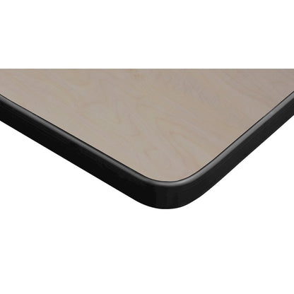 42 in Square Breakroom Table- Maple Top, Black Legs, 4 M Stack Chairs- Burgundy