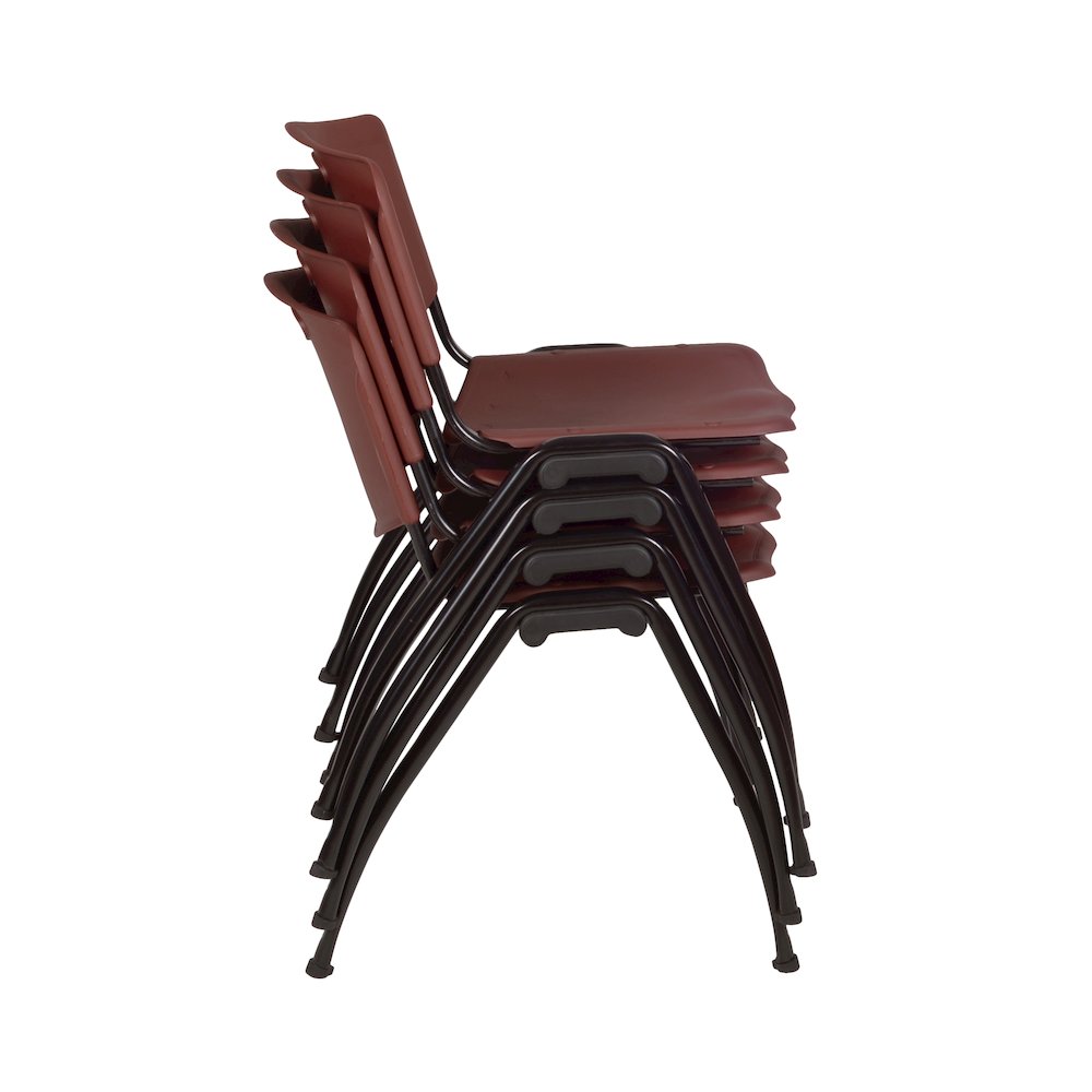 48 x 24 in. Flip-Top Training Nesting Table- Maple, 2 M Stack Chairs- Burgundy