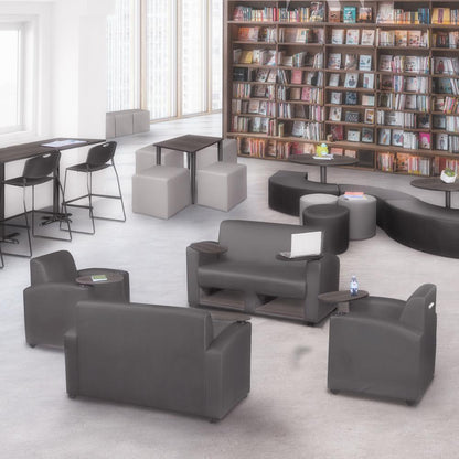 Supernova Tablet Arm Loveseat w/ Storage- Grey/Ash Grey