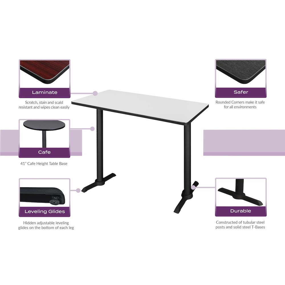 60 x 24 in. Steel T-Base Cafe Training Seminar Table- Maple