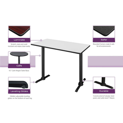 60 x 24 in. Steel T-Base Cafe Training Seminar Table- Maple