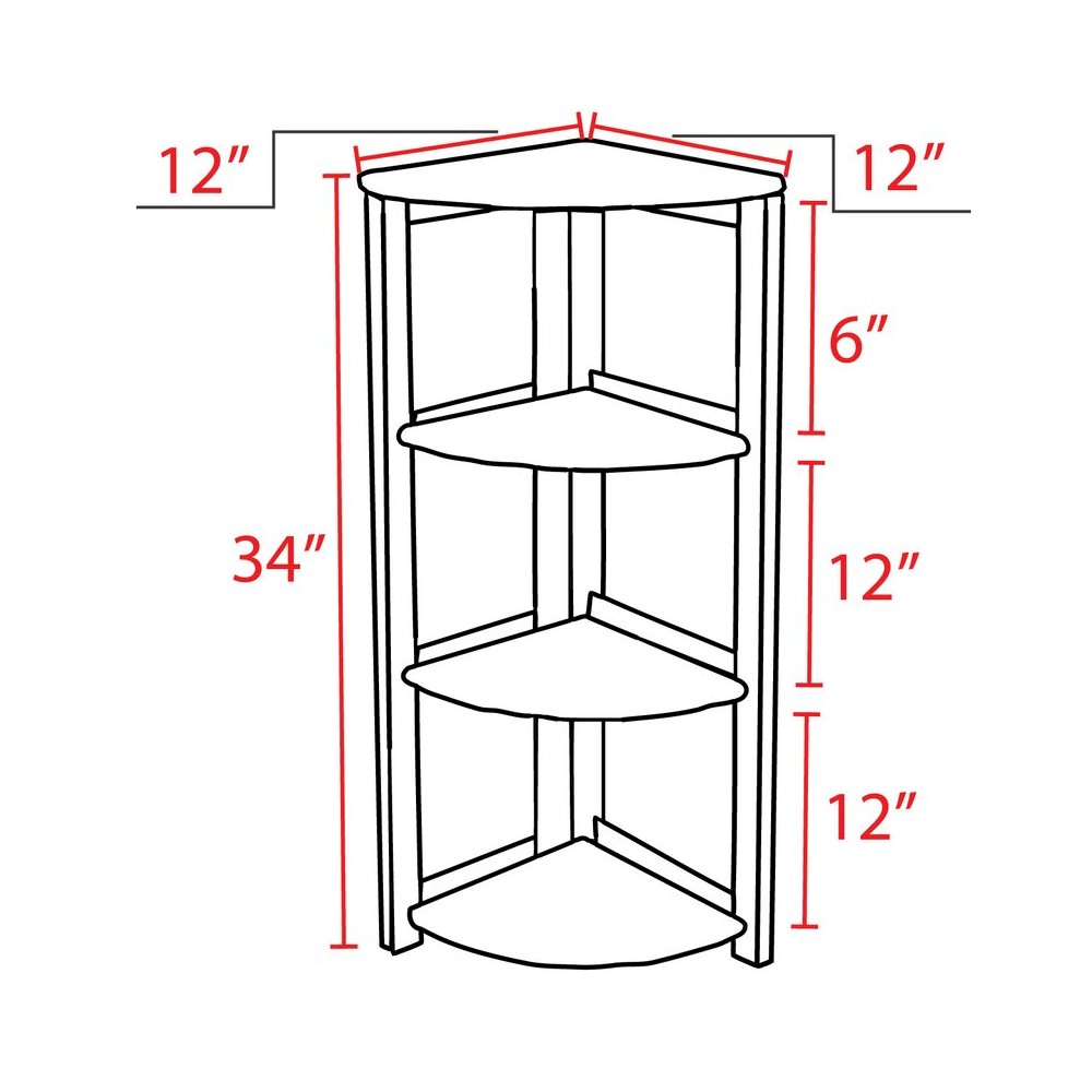 Flip Flop 34" High Corner Folding Bookcase- Mocha Walnut