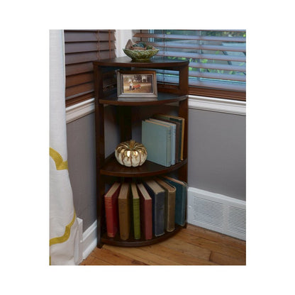 Flip Flop 34" High Corner Folding Bookcase- Mocha Walnut