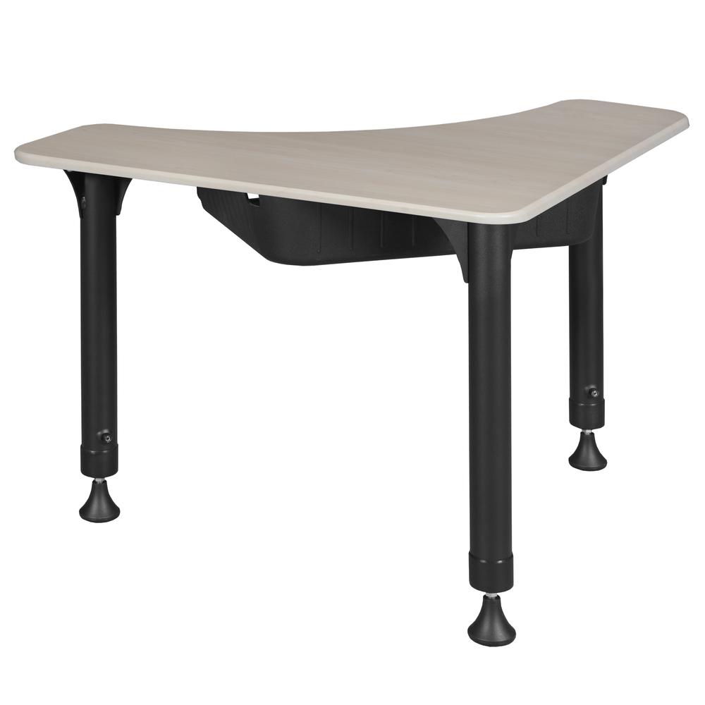 28" Boomerang Height Adjustable School Desk with Book Storage - Maple