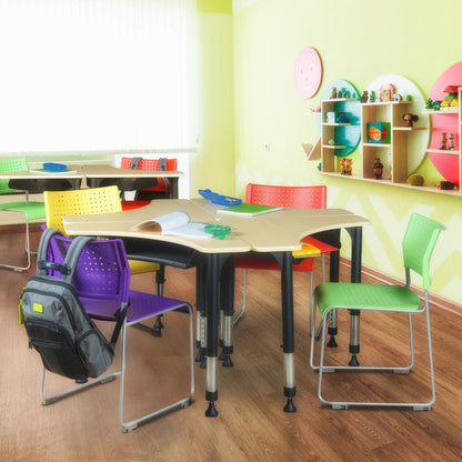 28" Boomerang Height Adjustable School Desk with Book Storage - Maple