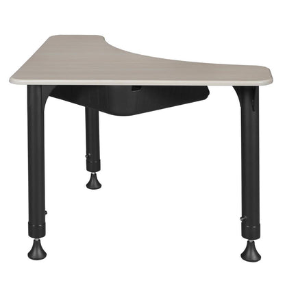 28" Boomerang Height Adjustable School Desk with Backpack Hook- Maple