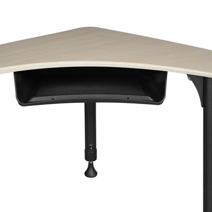 28" Boomerang Height Adjustable School Desk with Backpack Hook- Maple