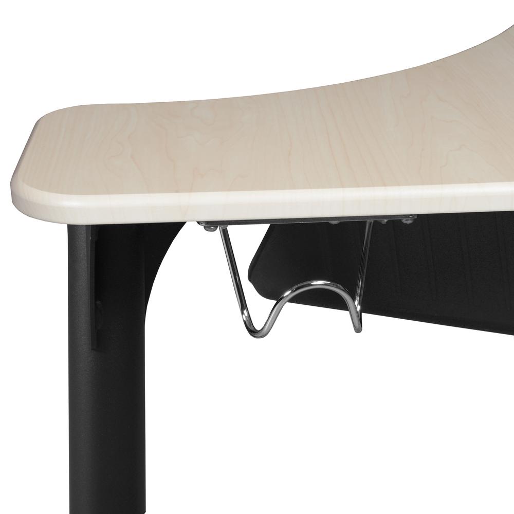 28" Boomerang Height Adjustable School Desk with Backpack Hook- Maple