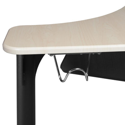 28" Boomerang Height Adjustable School Desk with Backpack Hook- Maple