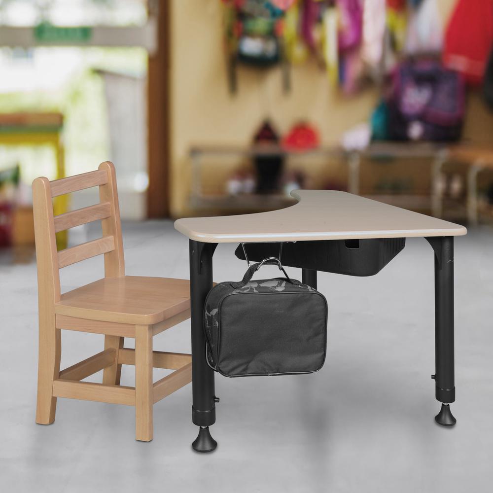 28" Boomerang Height Adjustable School Desk with Book Storage & Backpack Hook - Maple