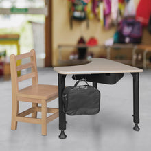 28" Boomerang Height Adjustable School Desk with Book Storage & Backpack Hook - Maple