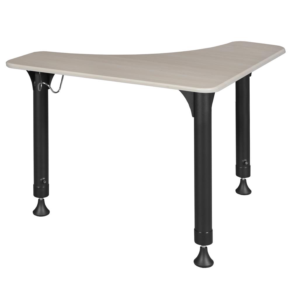 28" Boomerang Height Adjustable School Desk with Book Storage & Backpack Hook - Maple