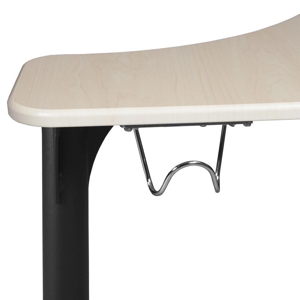 28" Boomerang Height Adjustable School Desk with Book Storage & Backpack Hook - Maple
