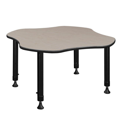 30" Clover Shaped Height Adjustable Classroom Desk- Maple