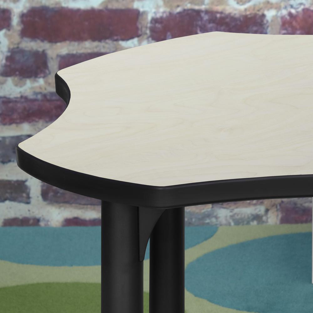 30" Clover Shaped Height Adjustable Classroom Desk- Maple