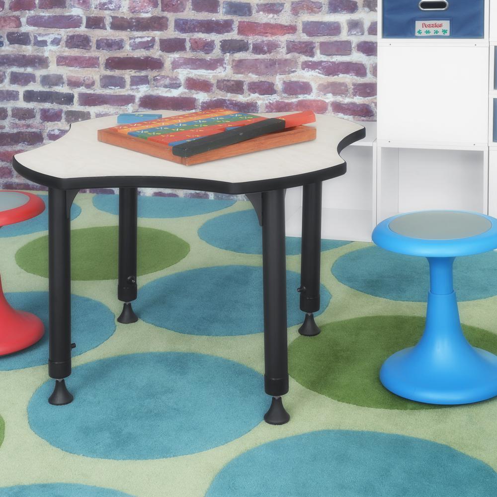 30" Clover Shaped Height Adjustable Classroom Desk- Maple