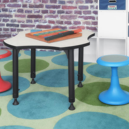 30" Clover Shaped Height Adjustable Classroom Desk- Maple