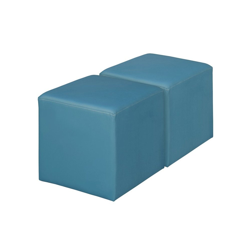 Jean Square Vinyl Ottoman (Set of 2)- Peacock Teal