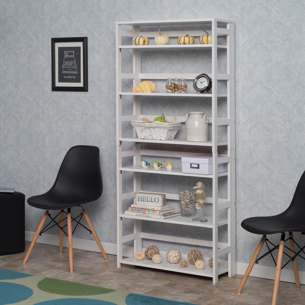 Flip Flop 67" High Folding Bookcase- White