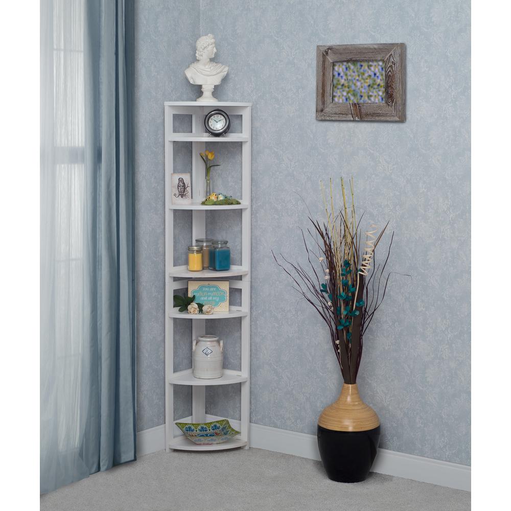 Flip Flop 67" High Corner Folding Bookcase- White