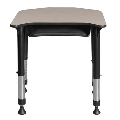 26x24 Height Adjustable Student Student Activity Desk with Book Storage- Maple