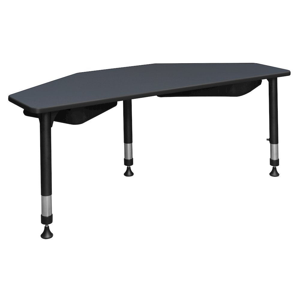 60 in 2 Student Classroom Desk with Book Storage- Grey