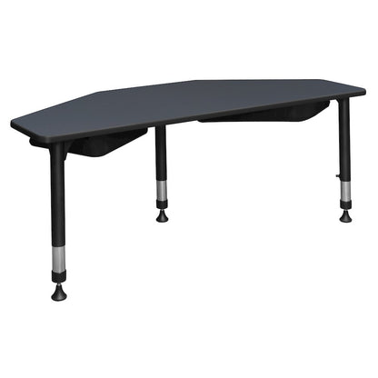 60 in 2 Student Classroom Desk with Book Storage- Grey