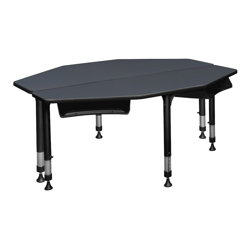 60 in 2 Student Classroom Desk with Book Storage- Grey