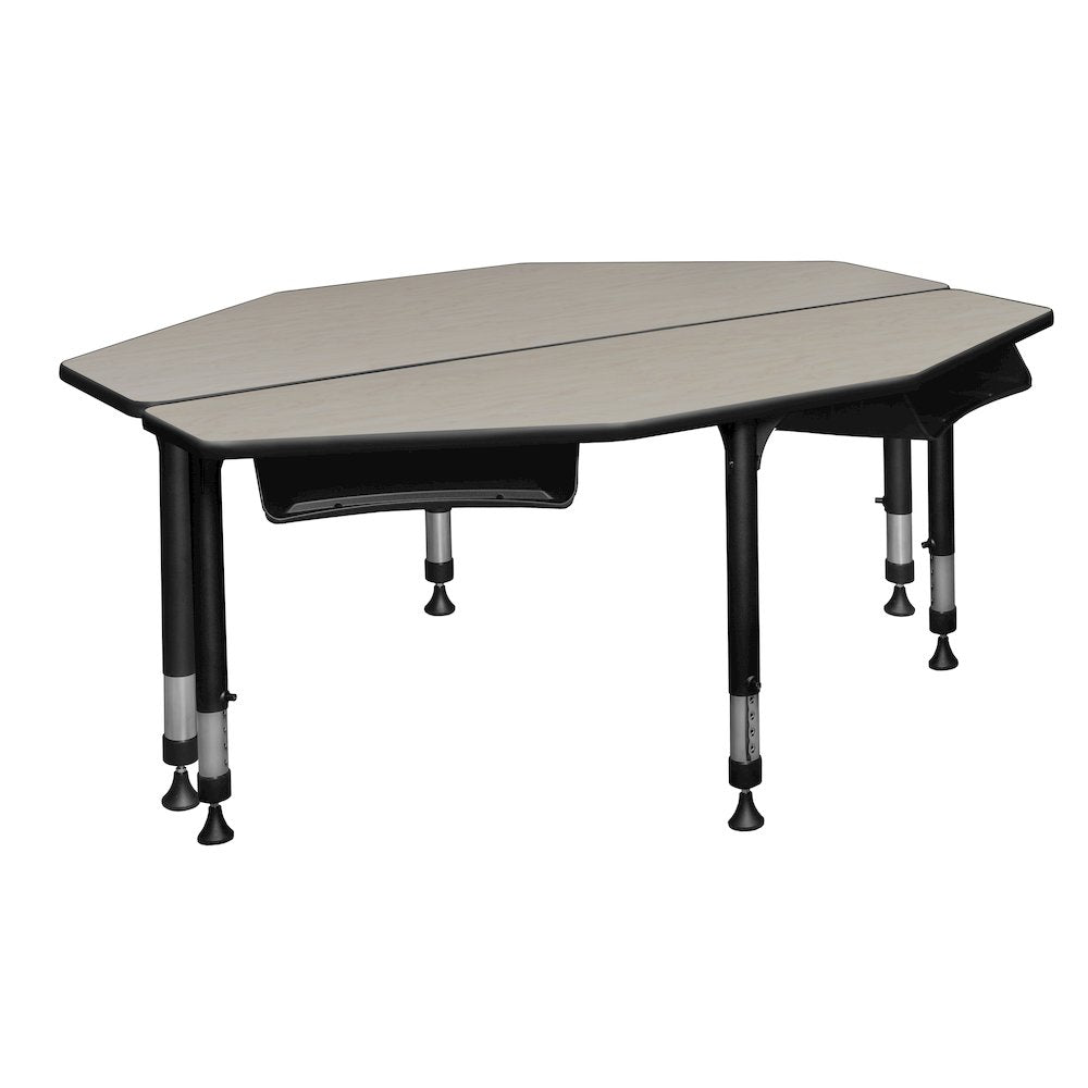 60 in 2 Student Classroom Desk with Book Storage- Maple