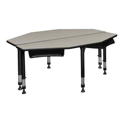 60 in 2 Student Classroom Desk with Book Storage- Maple
