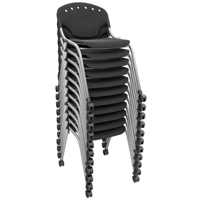 Rico Classroom Training Mobile Stack Chair Armless - Black - 11 Pack