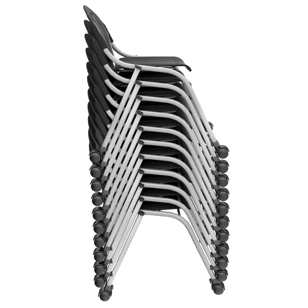 Rico Classroom Training Mobile Stack Chair Armless - Black - 11 Pack