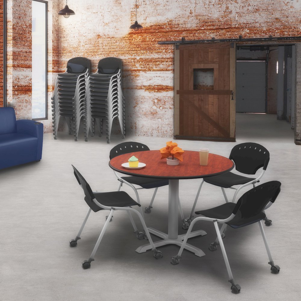 Rico Classroom Training Mobile Stack Chair Armless - Black - 11 Pack