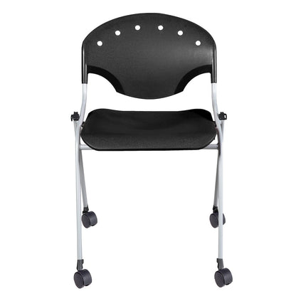 Rico Classroom Training Mobile Stack Chair Armless - Black - 4 Pack