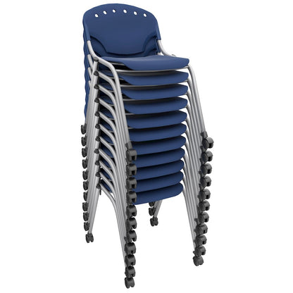 Rico Classroom Training Mobile Stack Chair Armless - Navy Blue - 11 Pack