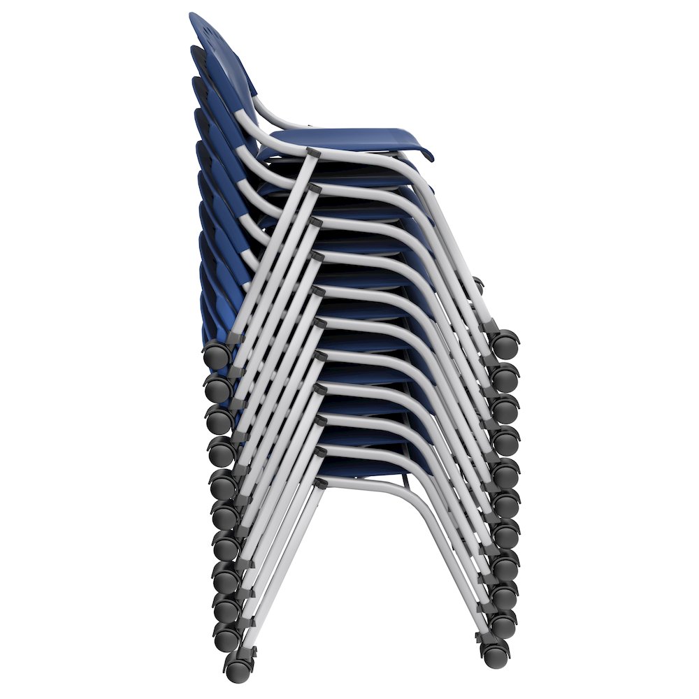 Rico Classroom Training Mobile Stack Chair Armless - Navy Blue - 11 Pack