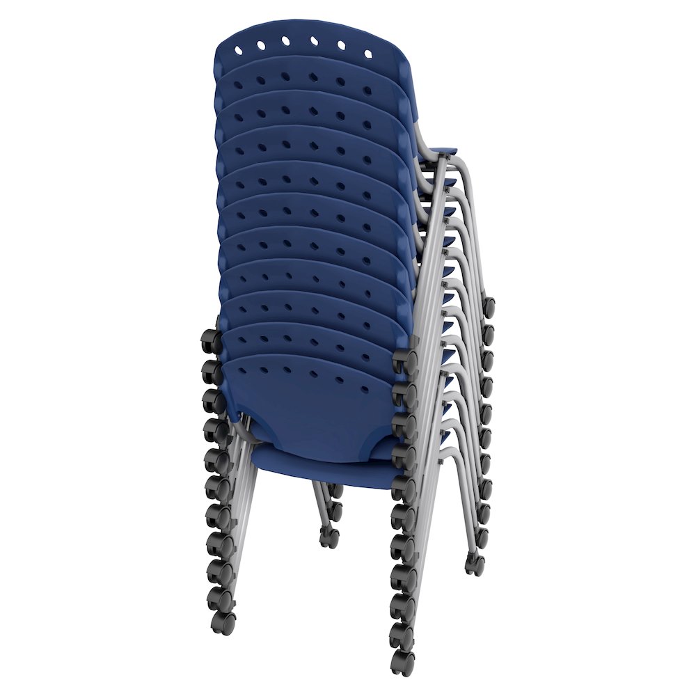 Rico Classroom Training Mobile Stack Chair Armless - Navy Blue - 11 Pack