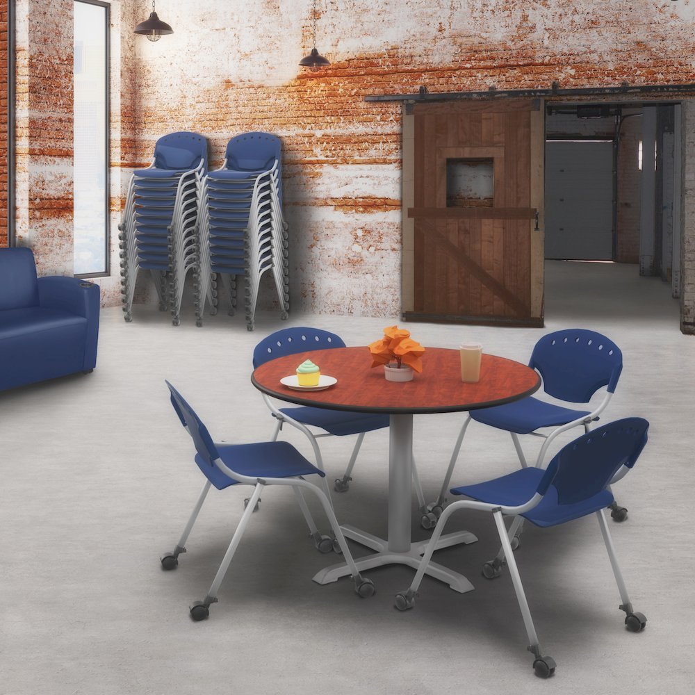 Rico Classroom Training Mobile Stack Chair Armless - Navy Blue - 11 Pack