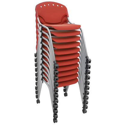Rico Classroom Training Mobile Stack Chair Armless - Red - 11 Pack
