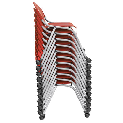Rico Classroom Training Mobile Stack Chair Armless - Red - 11 Pack