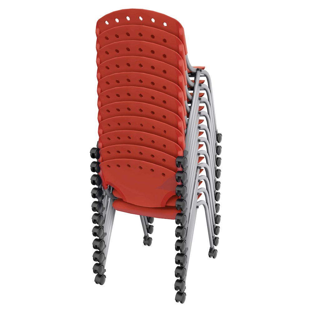 Rico Classroom Training Mobile Stack Chair Armless - Red - 11 Pack