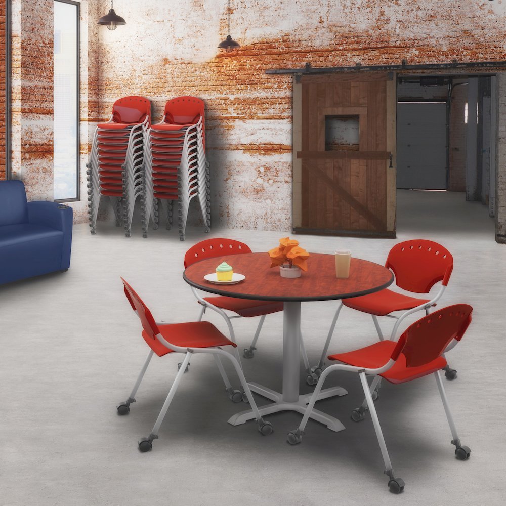 Rico Classroom Training Mobile Stack Chair Armless - Red - 11 Pack